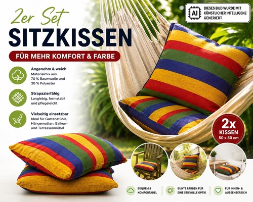 Sitzkissen 50x50 cm - 2x,
