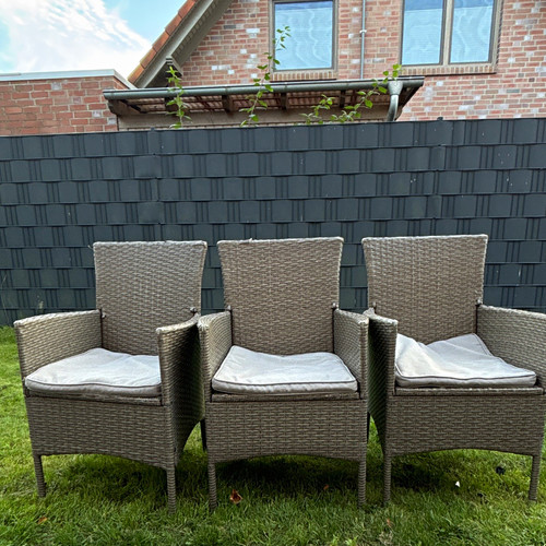 Polyrattan gartenstuhl grau - 3x,